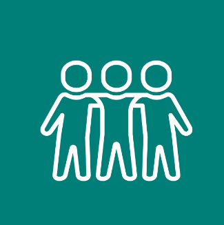 Icon of three people standing side by side, holding hands.