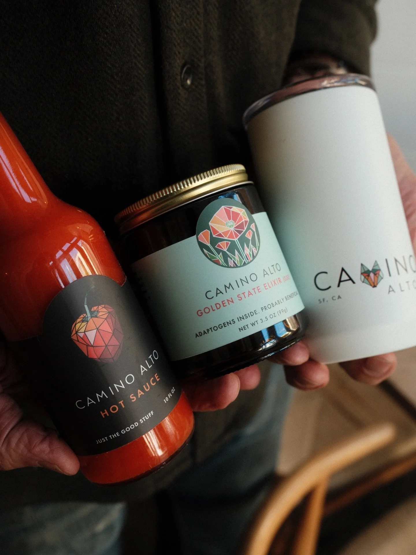 Take Camino Alto home with you!

Golden State Elixir and our fermented hot sauce are now available for purchase&hellip; the only things at the restaurant that will ask to go to your house. 

GSE is a mix of cacao, roots, mushroom and spices chosen fo