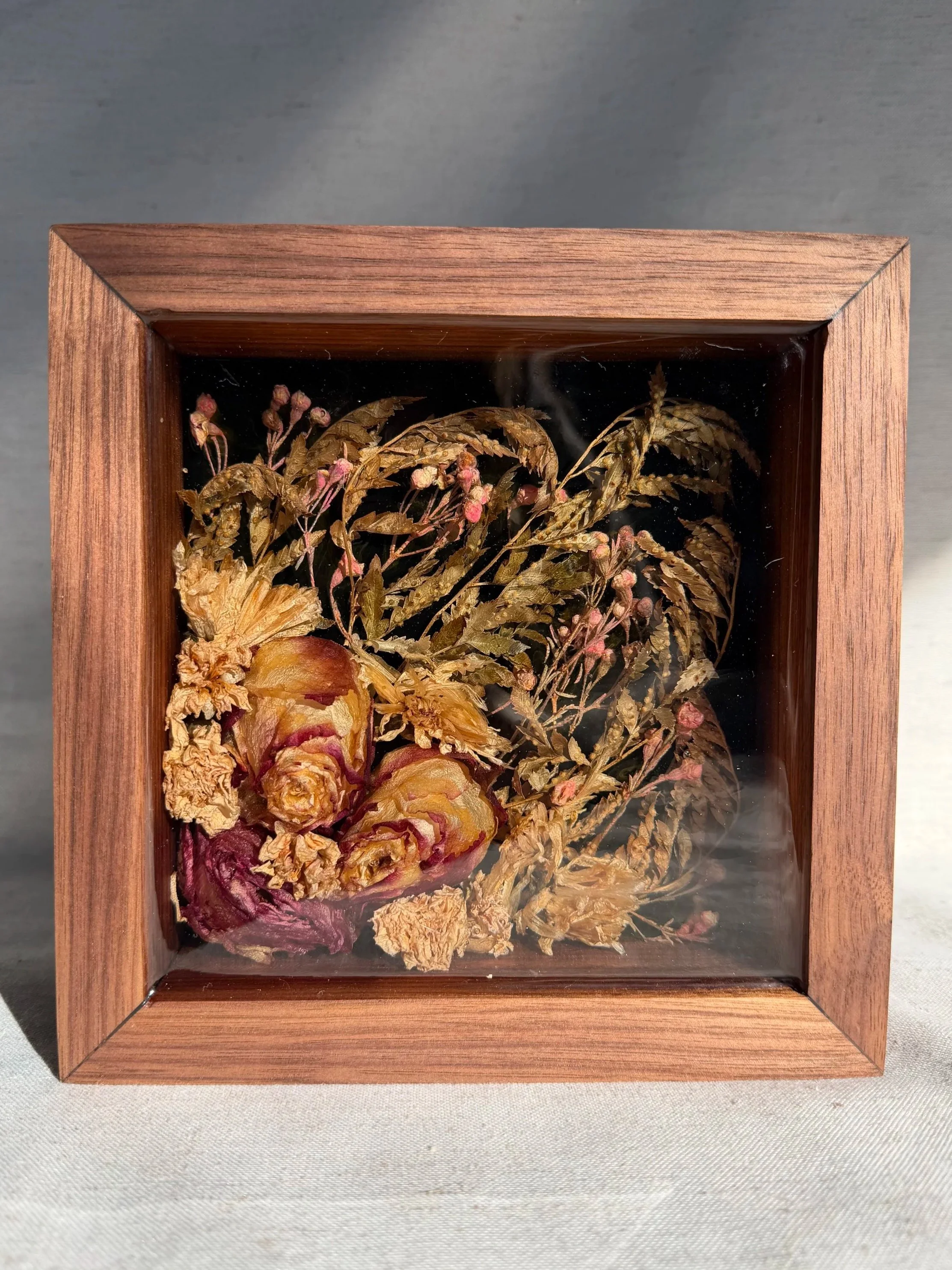 6x6 Wood Block - Air Dried Memorial Flowers