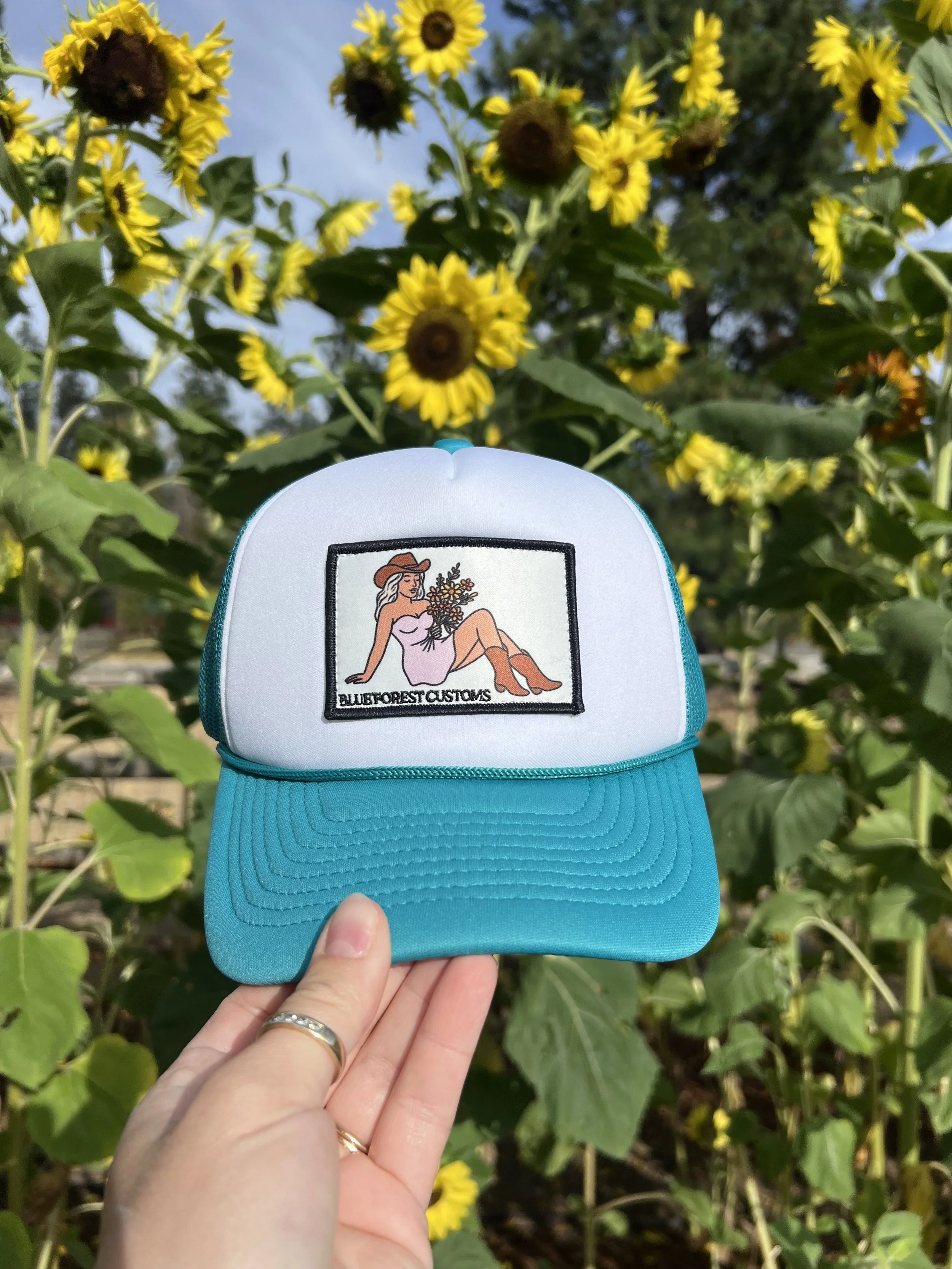 Teal and White Trucker Hat