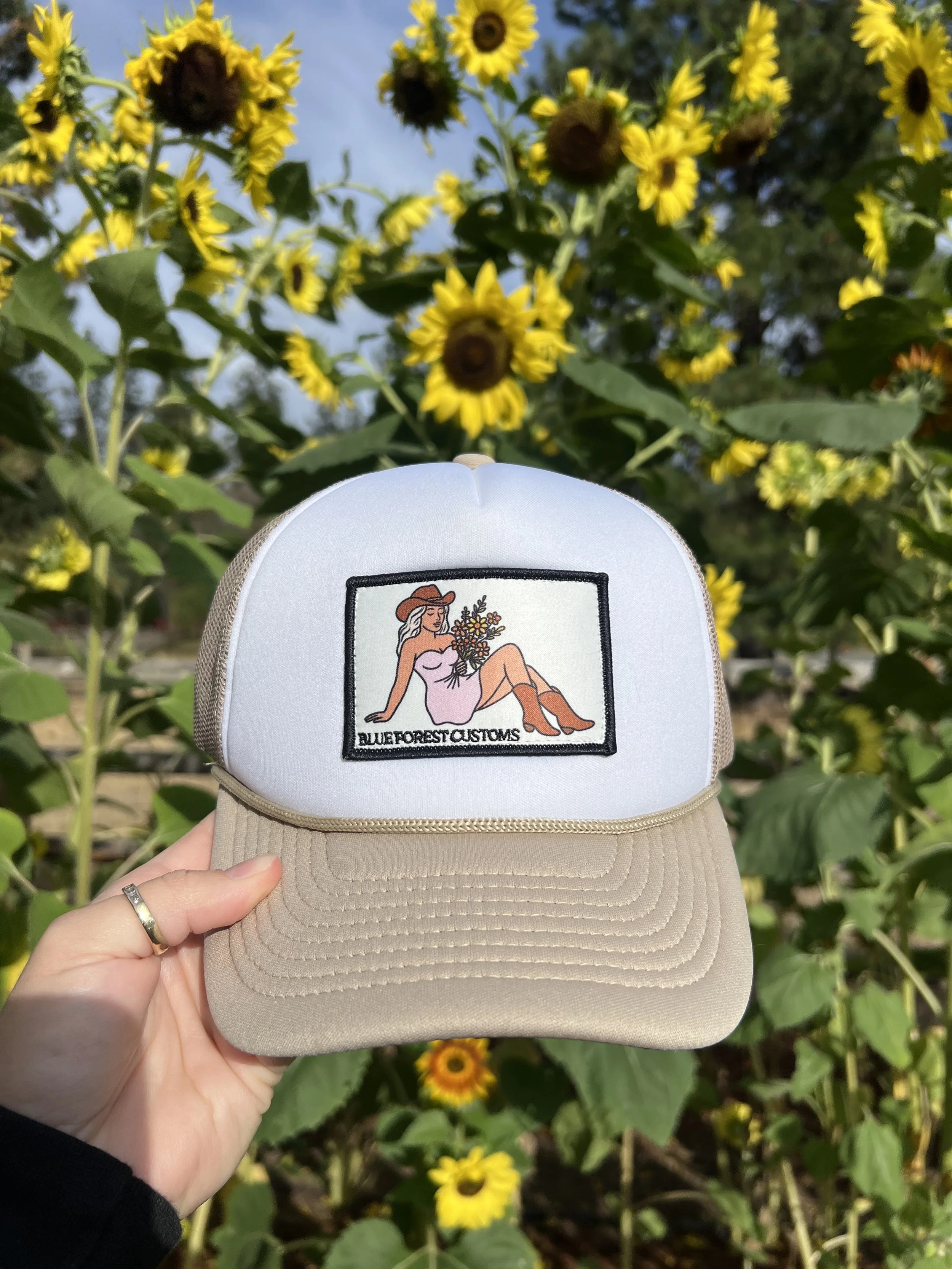 Tan and White Trucker Hat