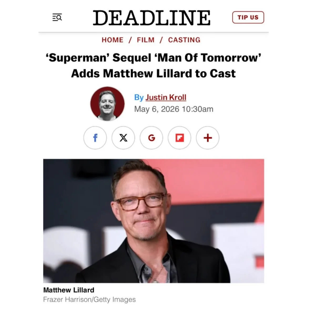 @matthewlillard joins the cast of Superman sequel Man of Tomorrow
