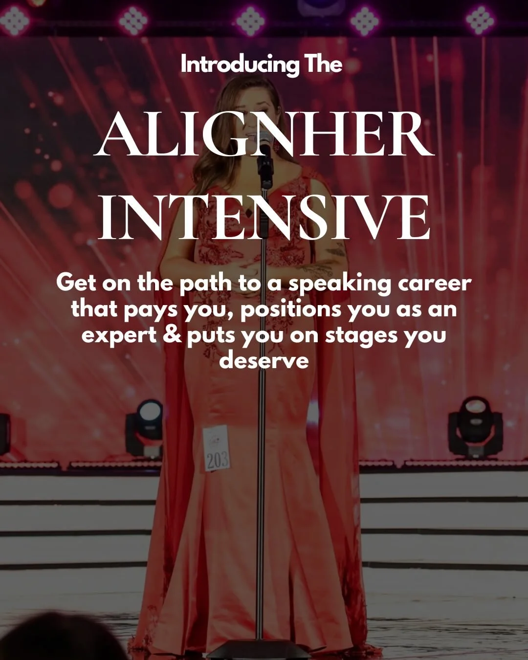 You have a story, credentials, and expertise that people need to hear. So why are you still speaking for free or not at all? 👀

The AlignHER Speaking Intensive was built for women who are DONE waiting to be discovered and ready to start getting book