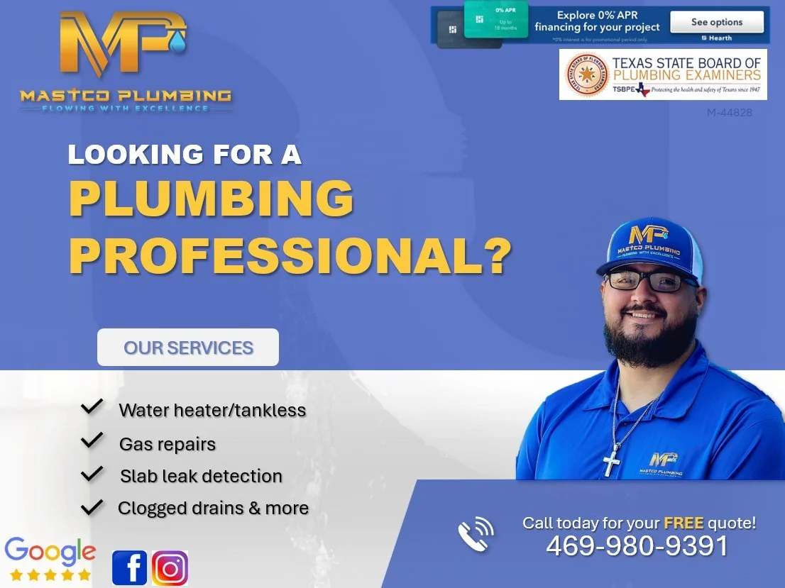 If you're looking for a local, honest, and reputable plumber, Mastco Plumbing is here to help! Serving Van Alstyne, McKinney, Whitewright, Sherman, Celina, and surrounding areas. Call today! 469-980-9391