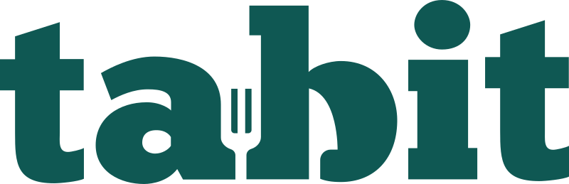 Logo with the word 'tabit' written in lowercase letters. The 'u' is stylized as a fork.