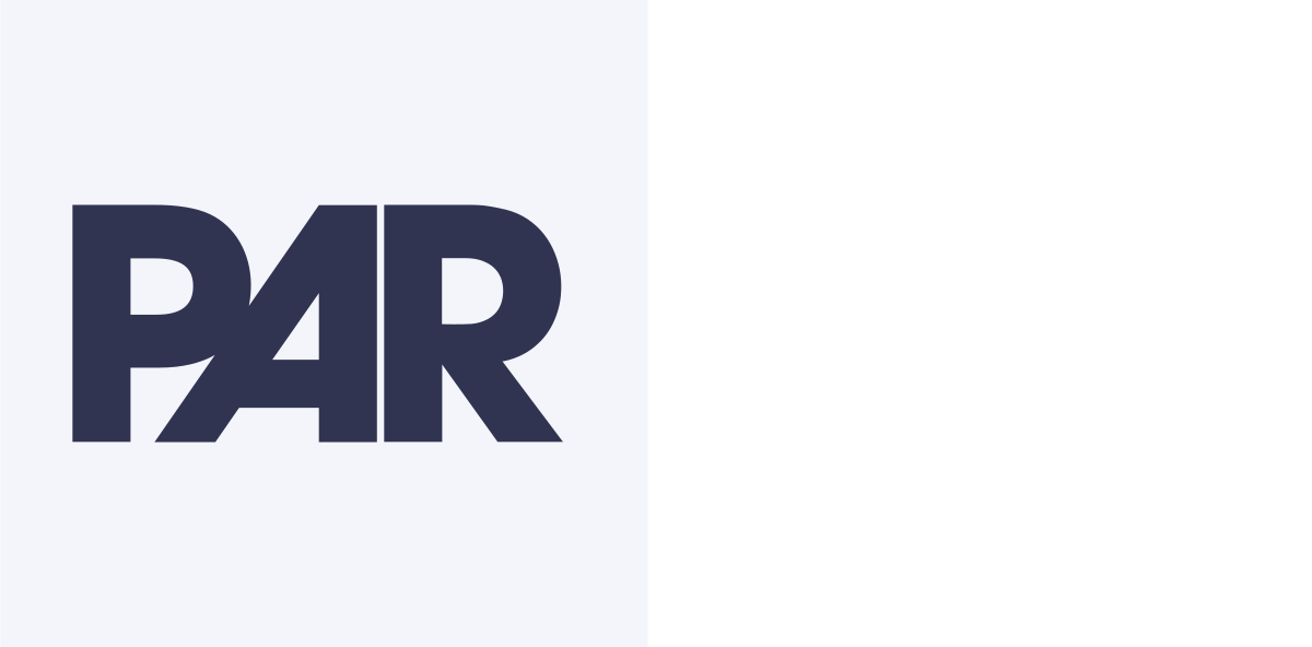 Split logo with text 'PAR' in dark blue on a light background on the left and 'POS' in white on a black background on the right.