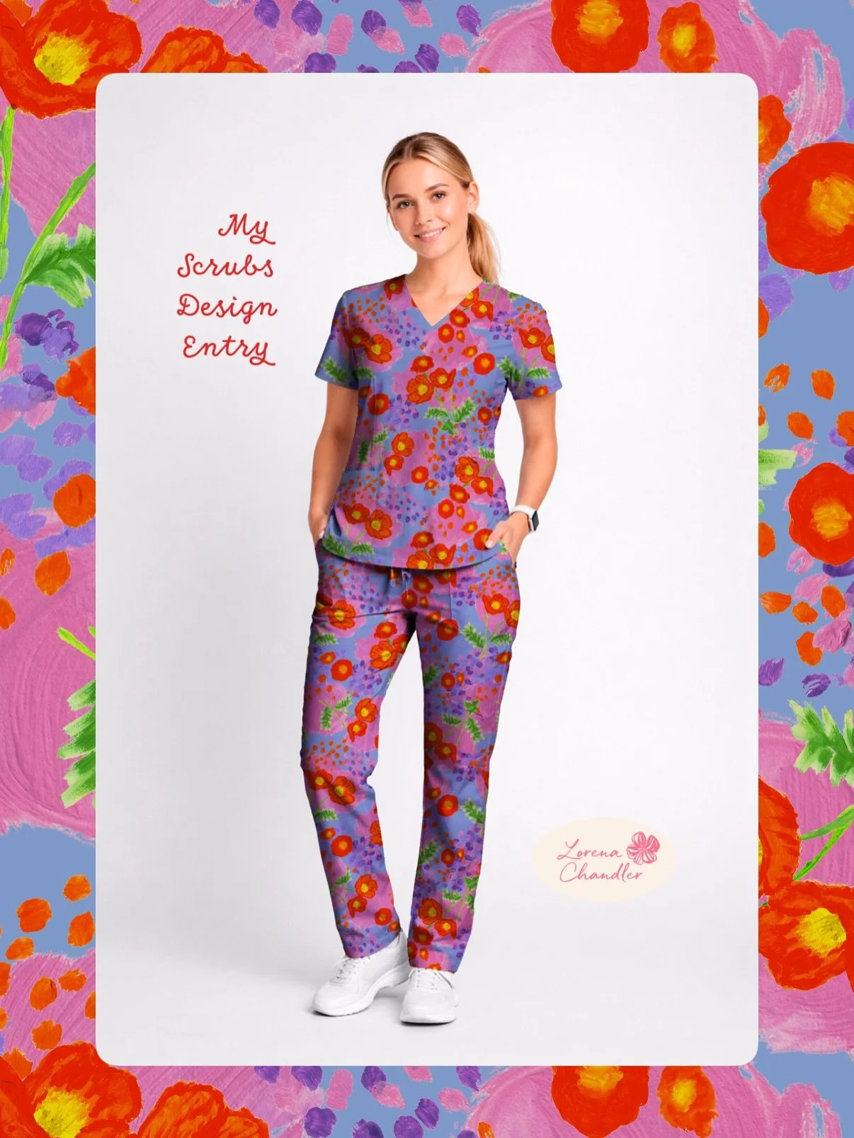 I was excited to hear about the Gorman Scrubs Design Competition 2026 and decided to enter this year. 😍

I used gouache for this design. I love the rich colour and painterly texture it gives, and it is one of my favourite designs I have created so f