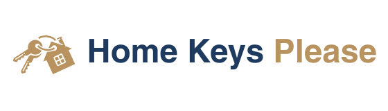Home Keys Please logo with a key and broken house icon