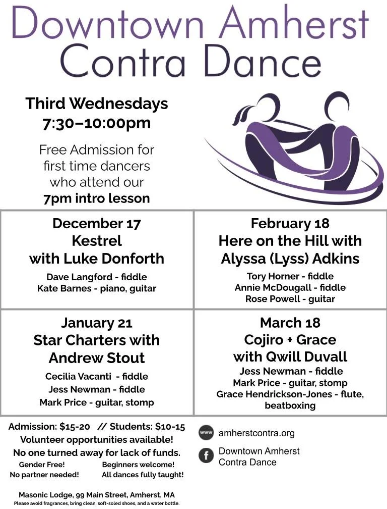 Flyer listing upcoming dances