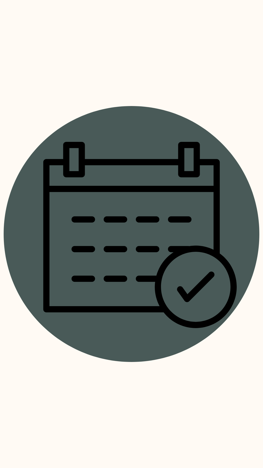 A calendar icon with a check mark.