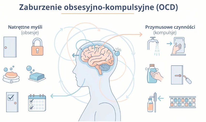 Ilustracja obsesji i kompulsji w zaburzeniach OCD