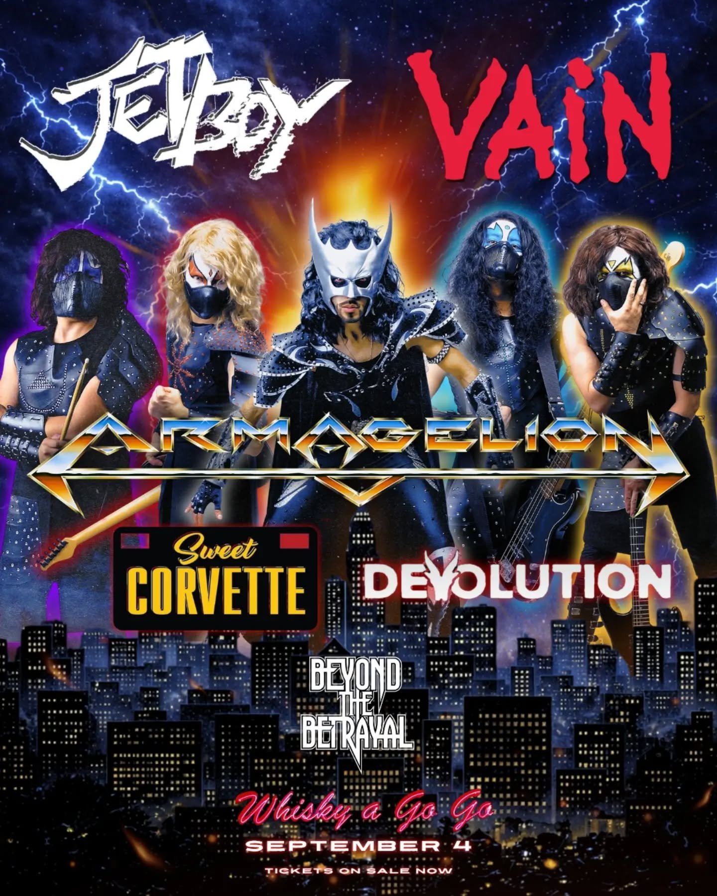 Alright, Hollywood &hellip; Let&rsquo;s unleash hell on earth! 🔥

The ARMAGELION Tour 2026 is coming for you with a killer lineup!

@jetboy_rocks
@vain_est_1986
@sweetcorvette
@devolutionsfo
@beyondthebetrayalband

📍 @thewhiskyagogo
🗓 September 4
