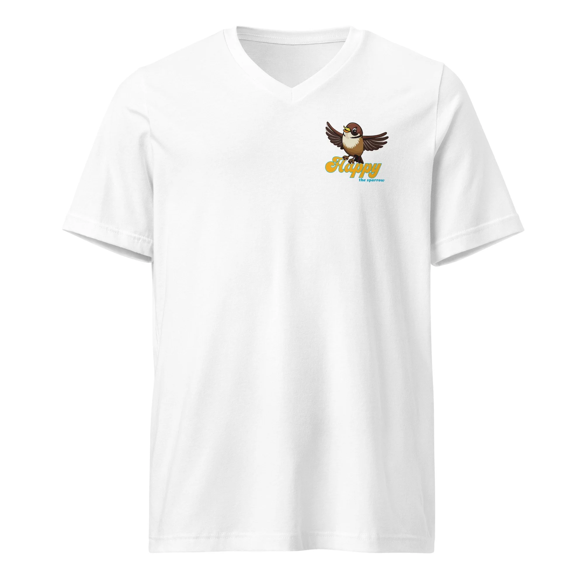 Adult Unisex Short Sleeve HAPPY V-Neck T-Shirt