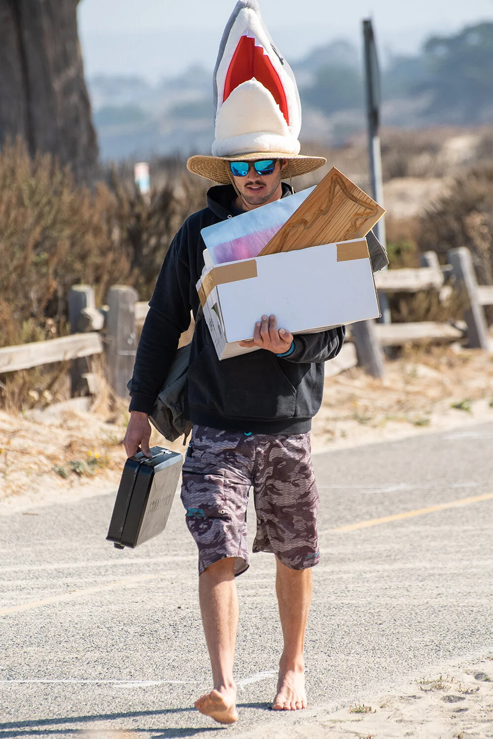 Daniel with shark hat