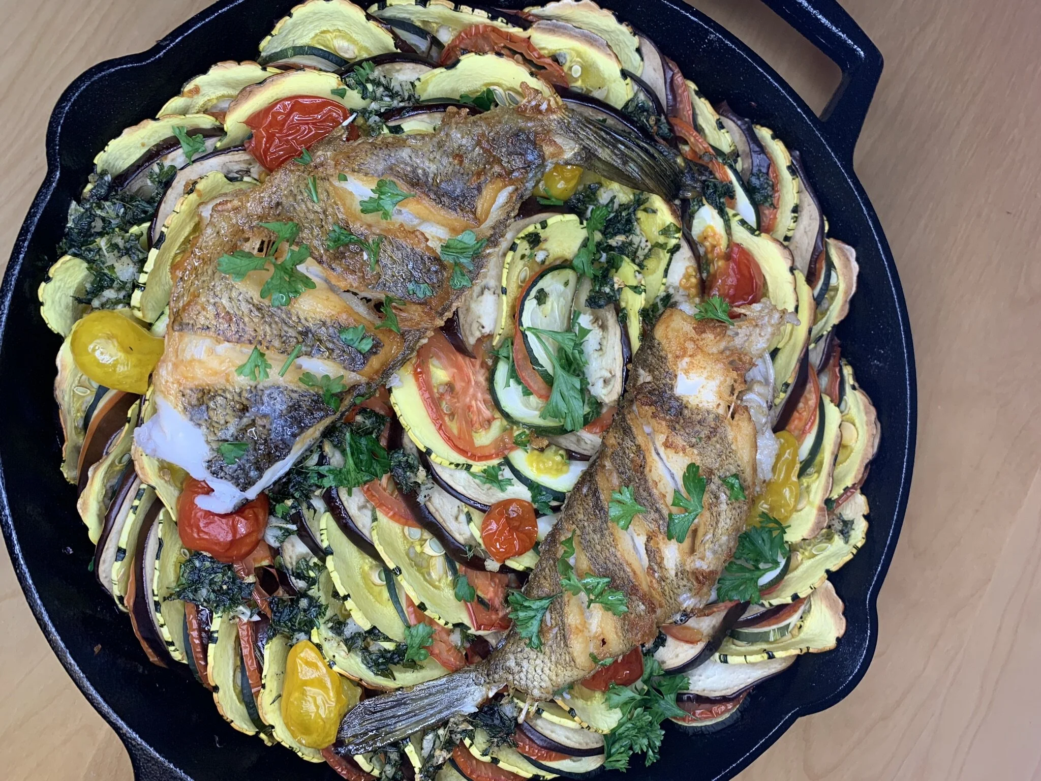 Crispy Skin Rockfish Ratatouille