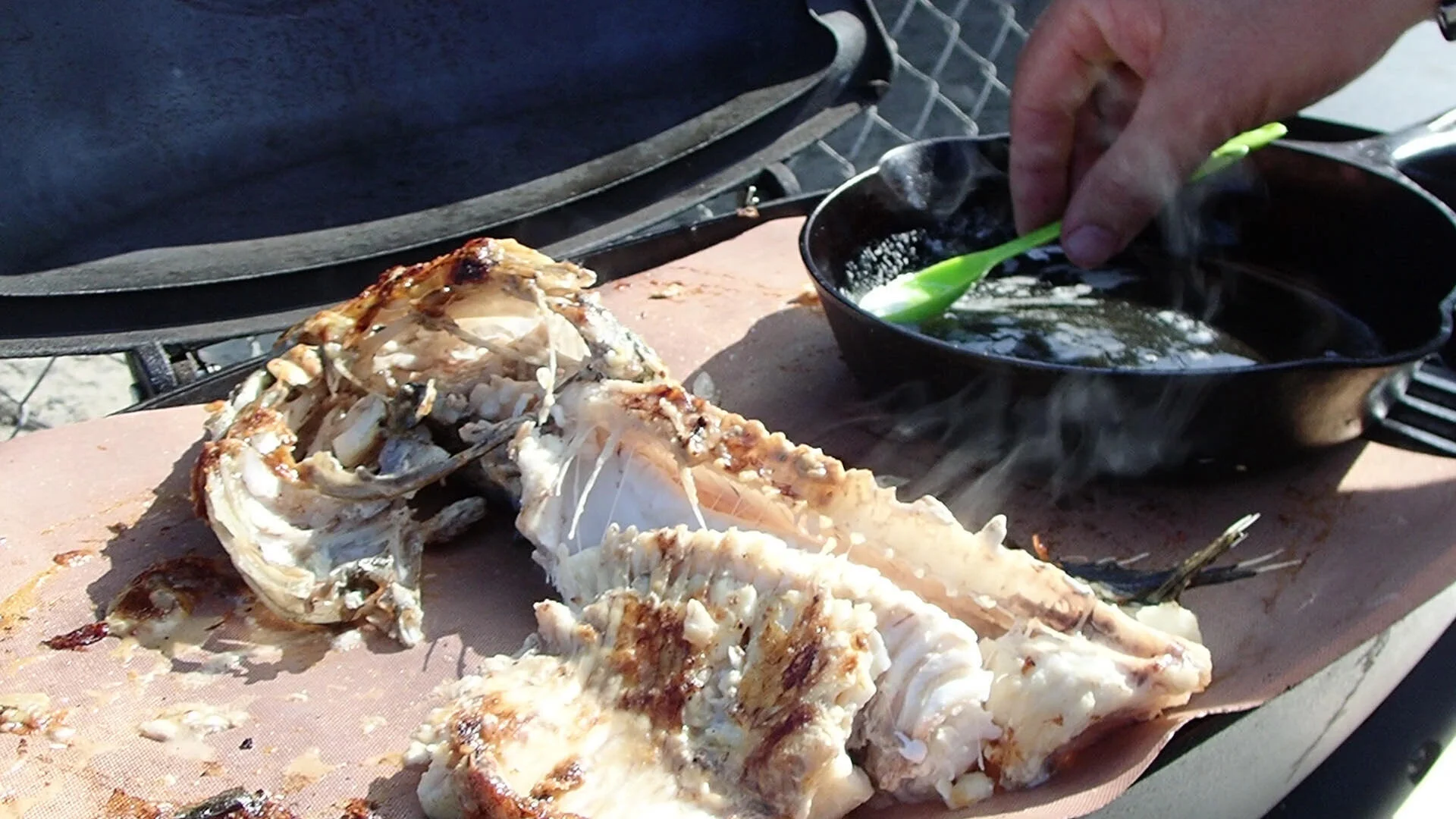 Rockfish on the Bone with an Uni Butter Sauce.