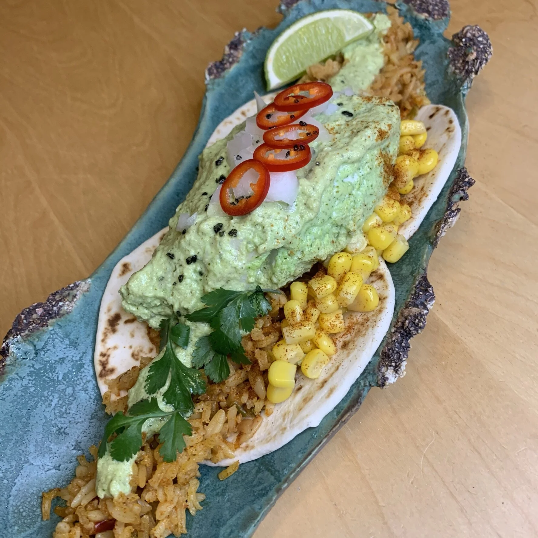 Simple Fish Tacos with Cilantro Crema 