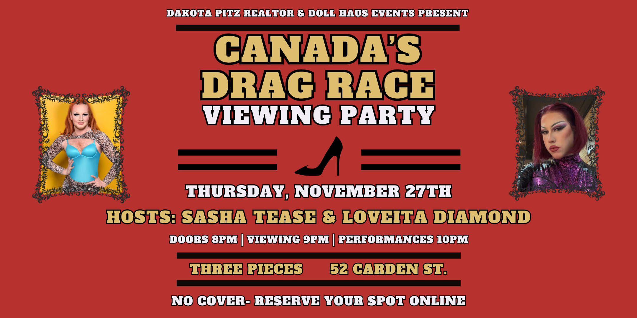 Canada's Drag Race Season 6 Viewing Party! Weekly at Three Pieces in Guelph!