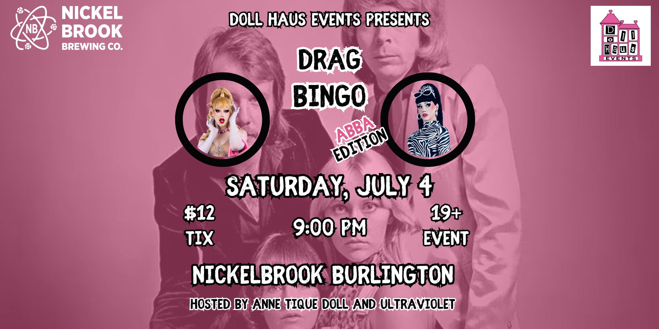 abba Drag Bingo at Nickelbook Brewery Burlington!