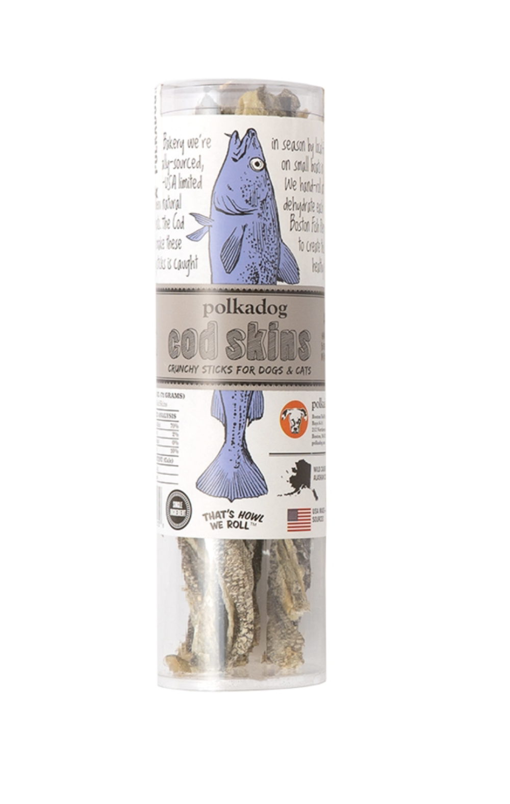 POLKA DOG BAKERY DOG COD SKIN JERKY 2.5OZ TUBE