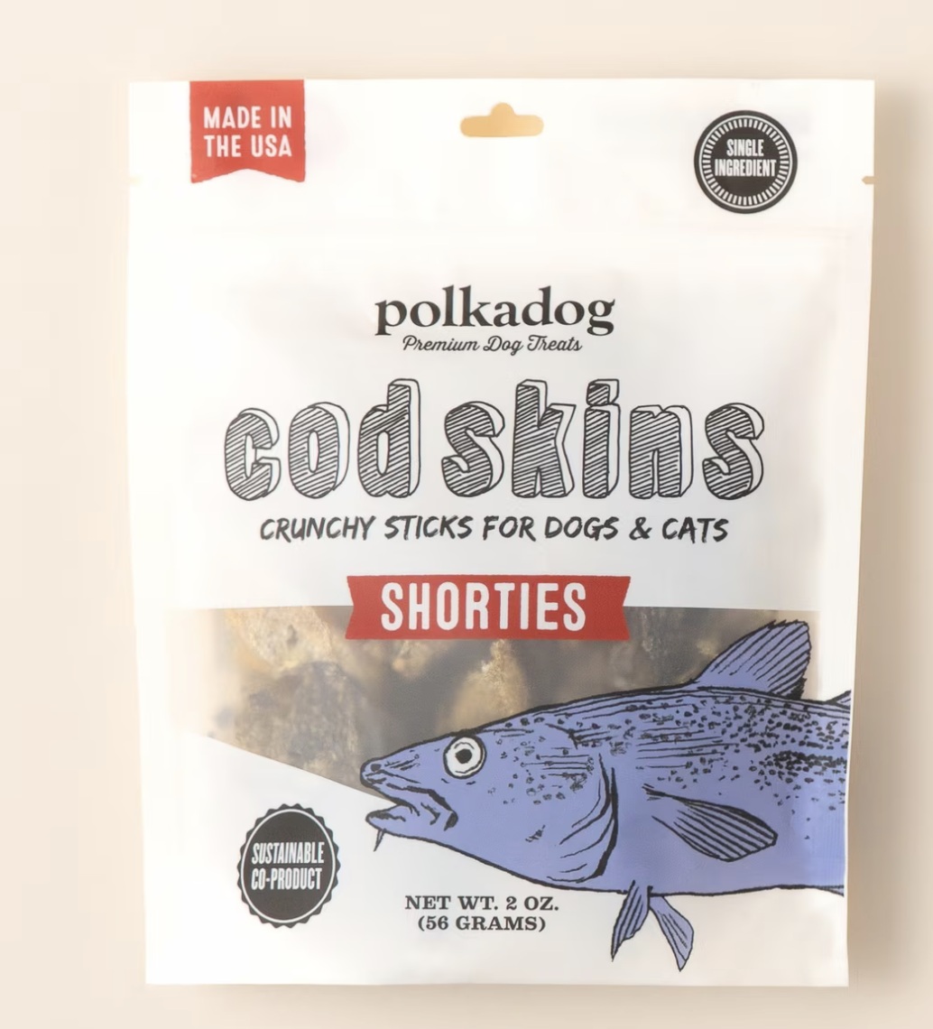 POLKA DOG BAKERY DOG COD SKIN JERKY SHORT 2OZ