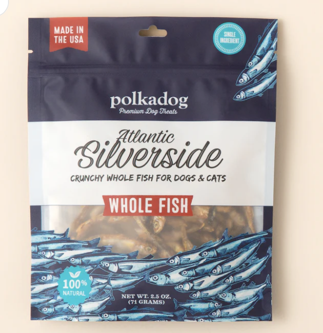 POLKA DOG BAKERY DOG GRAIN FREE ATLANTIC SILVERSIDE 2.5OZ POUCH