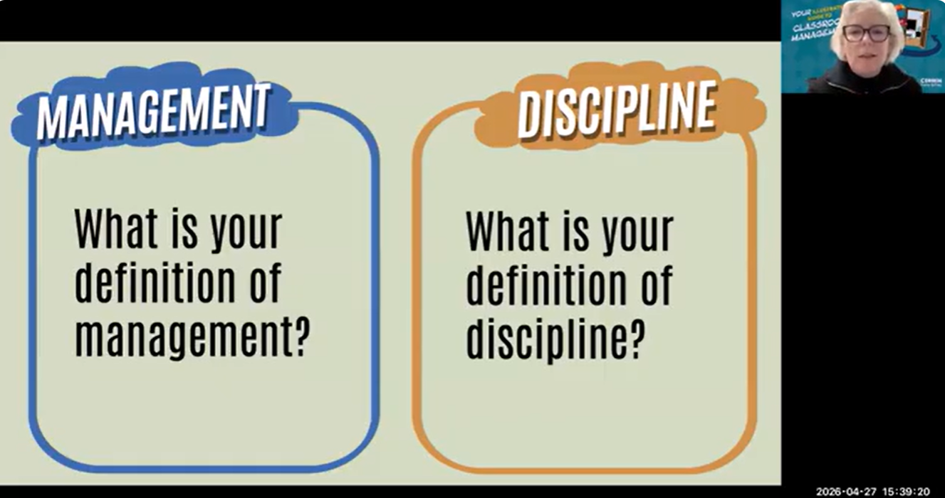   A Commonsense Approach to Classroom Management webinar 
April 2026