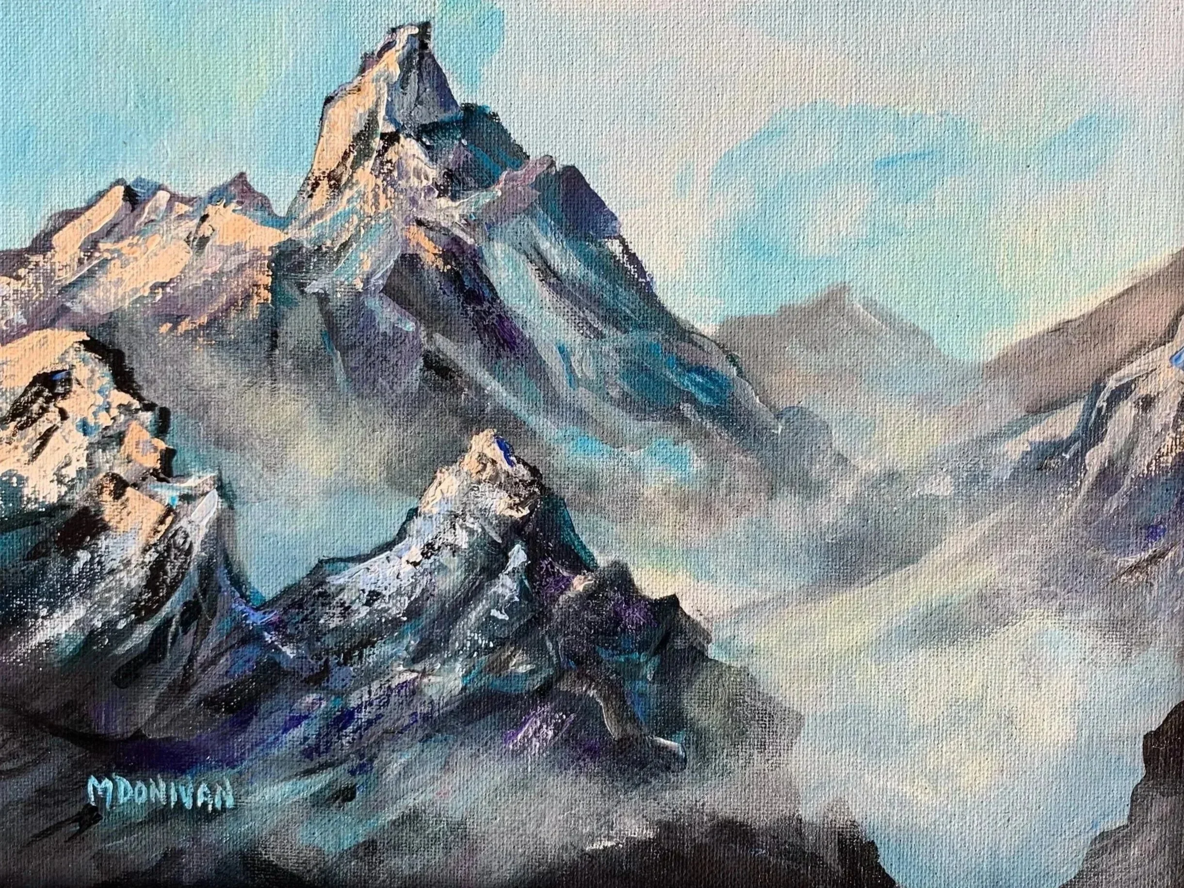 "Mountain Challenges"  - 9" x 12" original acrylic painting on canvas