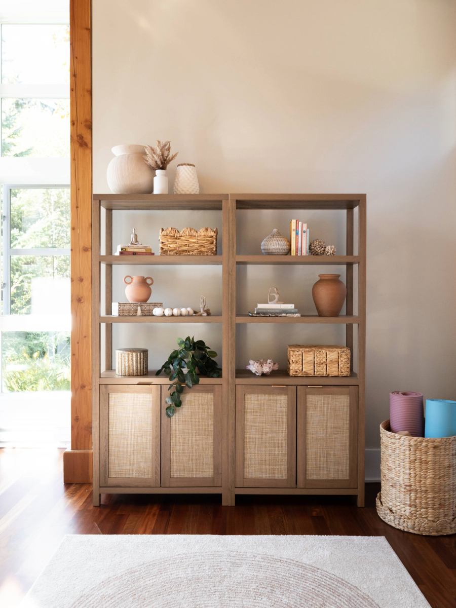 Shelving and organic decor details CCA Caring Cabin Oregon Coast by Design With Refinement