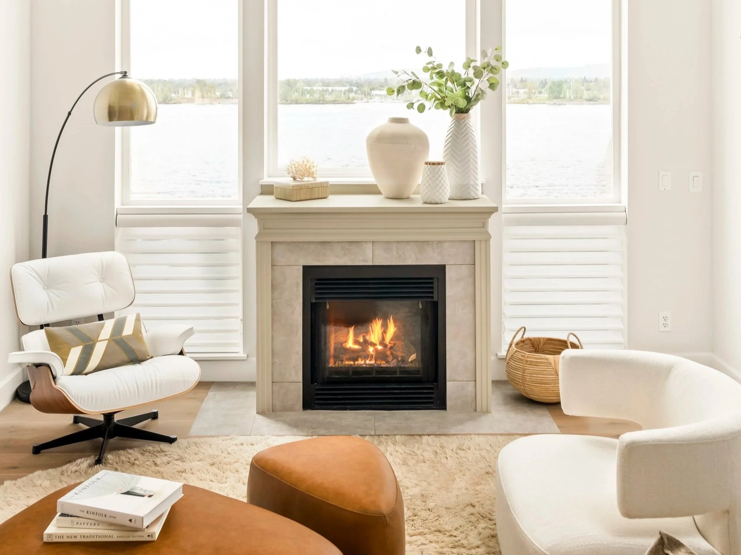 Vancouver living room furnished with heritage American upholstery and a curated vintage decor.