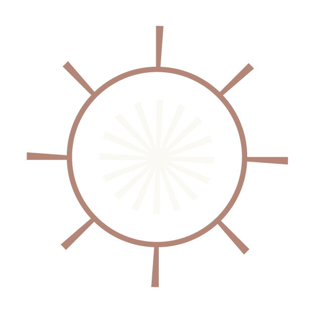 Circular sun-like icon representing adaptability, structure, and DRU Commercial Strategies' ability to create stable value in changing markets.