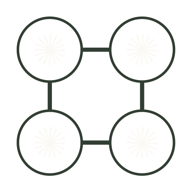 Grid of connected icons reflecting structure, transparency, and DRU Commercial Strategies' foresight-driven approach to securing flexible, risk-aware deal terms.
