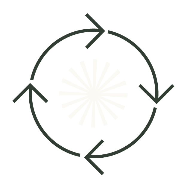 Circular arrow graphic symbolizing continuous improvement, holistic strategy, and the interconnected strength of portfolio-wide alignment.