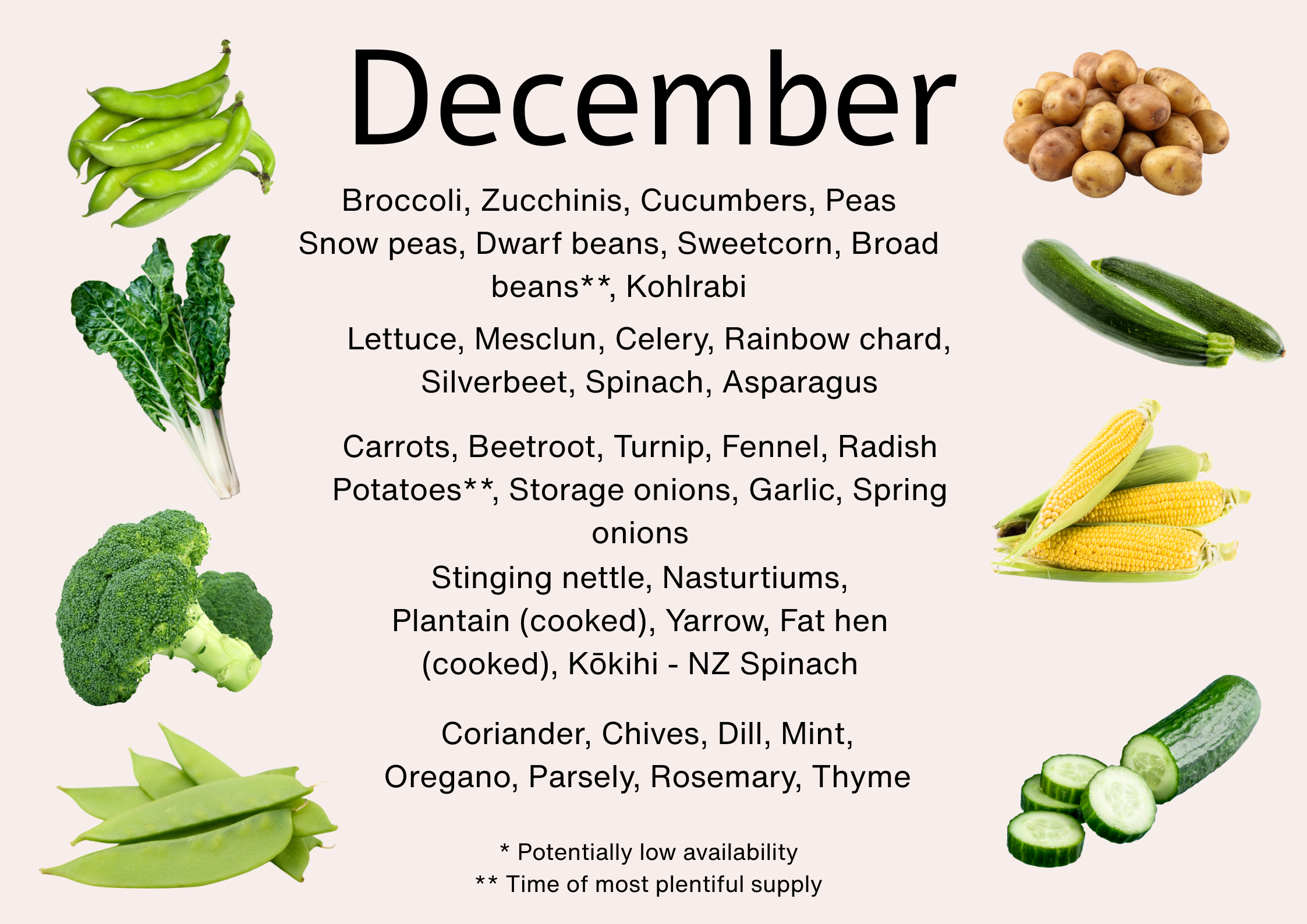 Seasonal produce available in December NZ