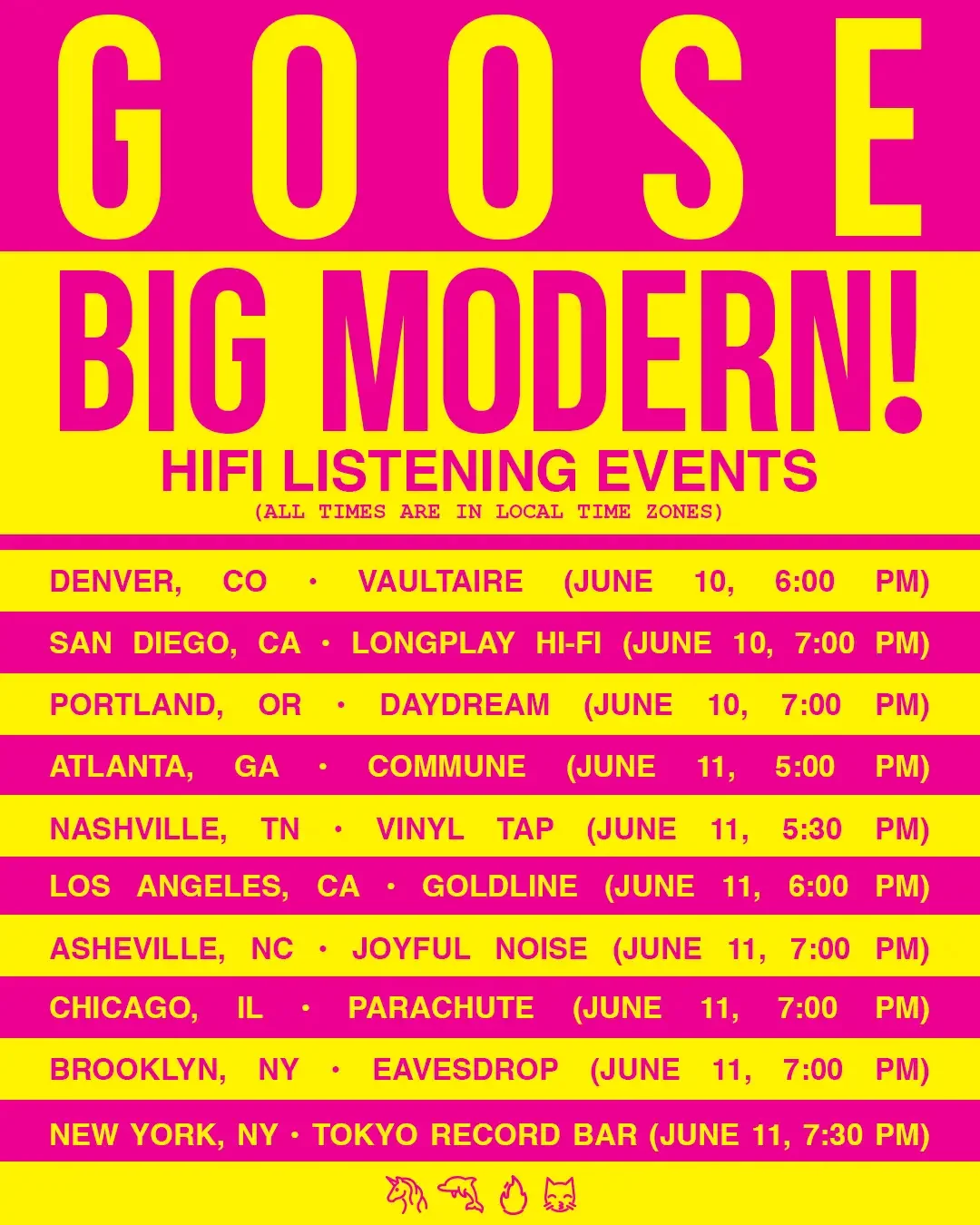 Goose Announce BIG MODERN! Listening Events, IncludING Atlanta Hi-Fi Session at commune on June 11th.