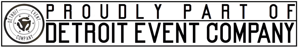 Logo of Proudy Part of Detroit Event Company with a circular emblem and text