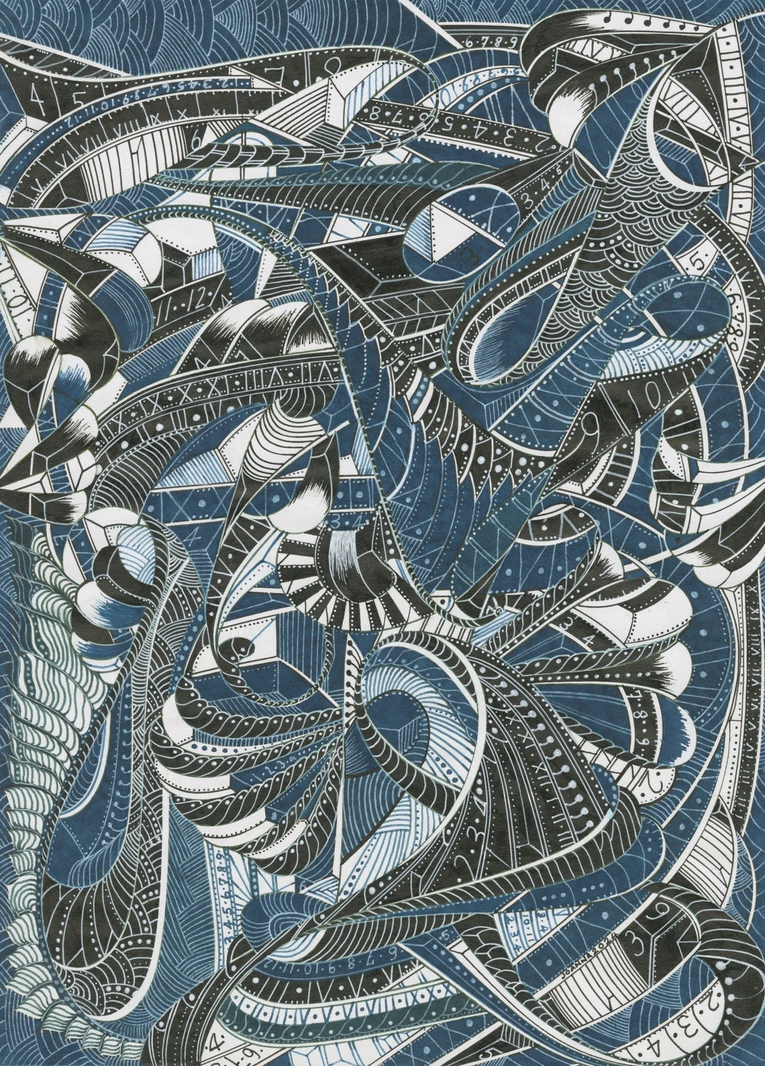 Ahead of the Curve (colour pen & ink)