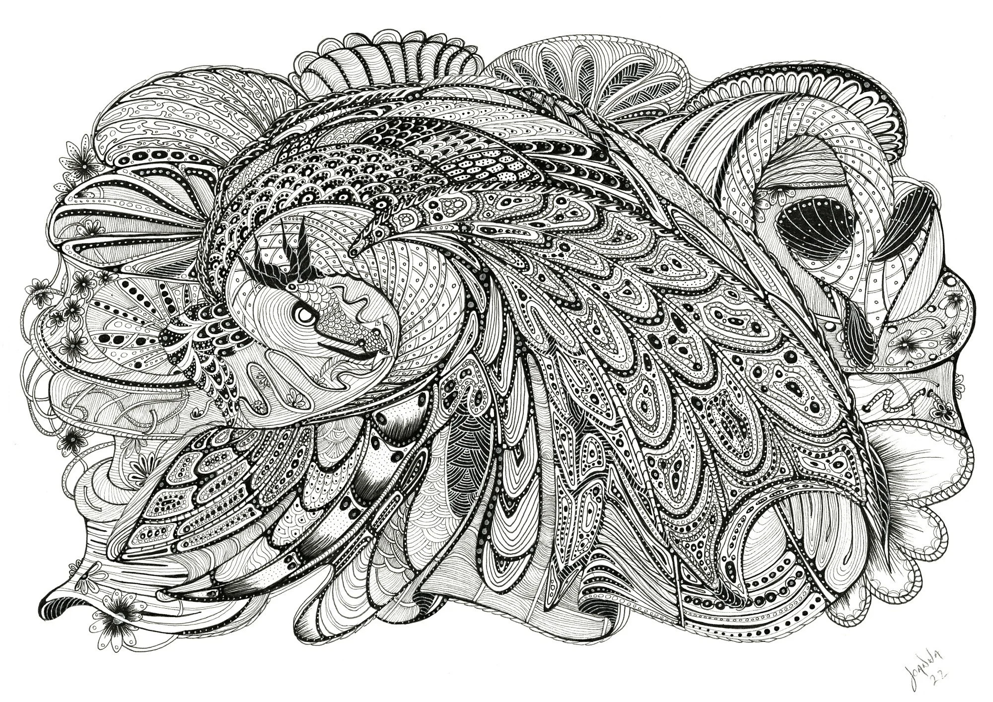 Dragon (black pen & ink)