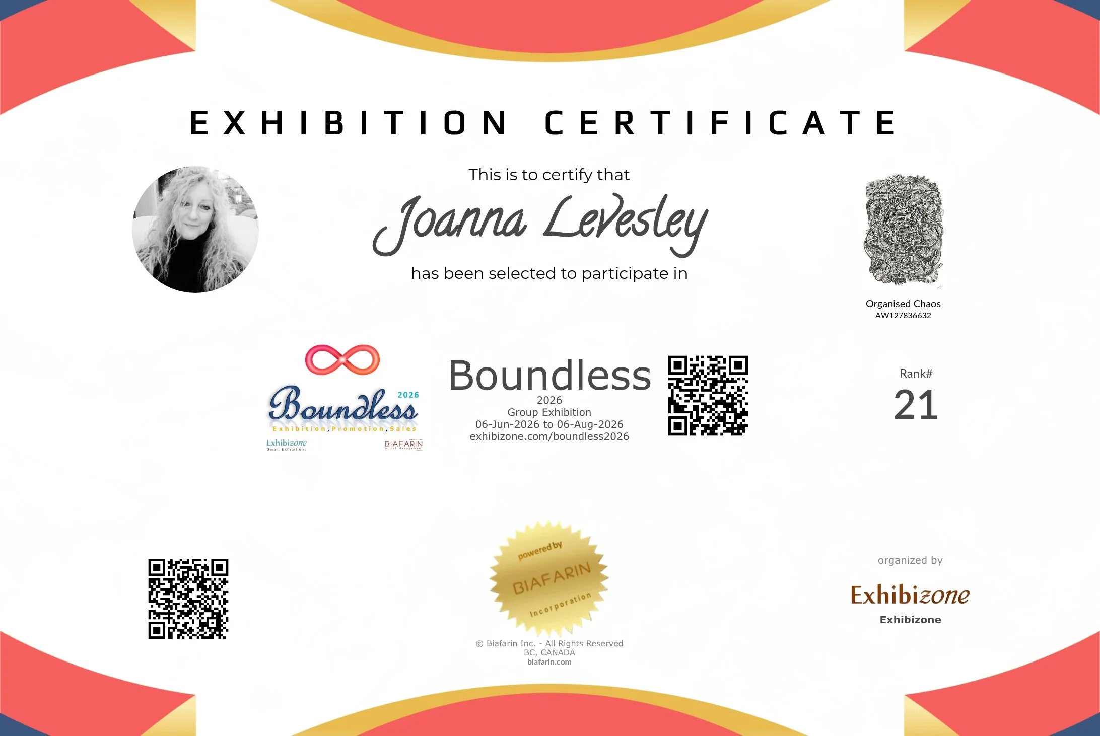 Exhibition Certificate - Boundless