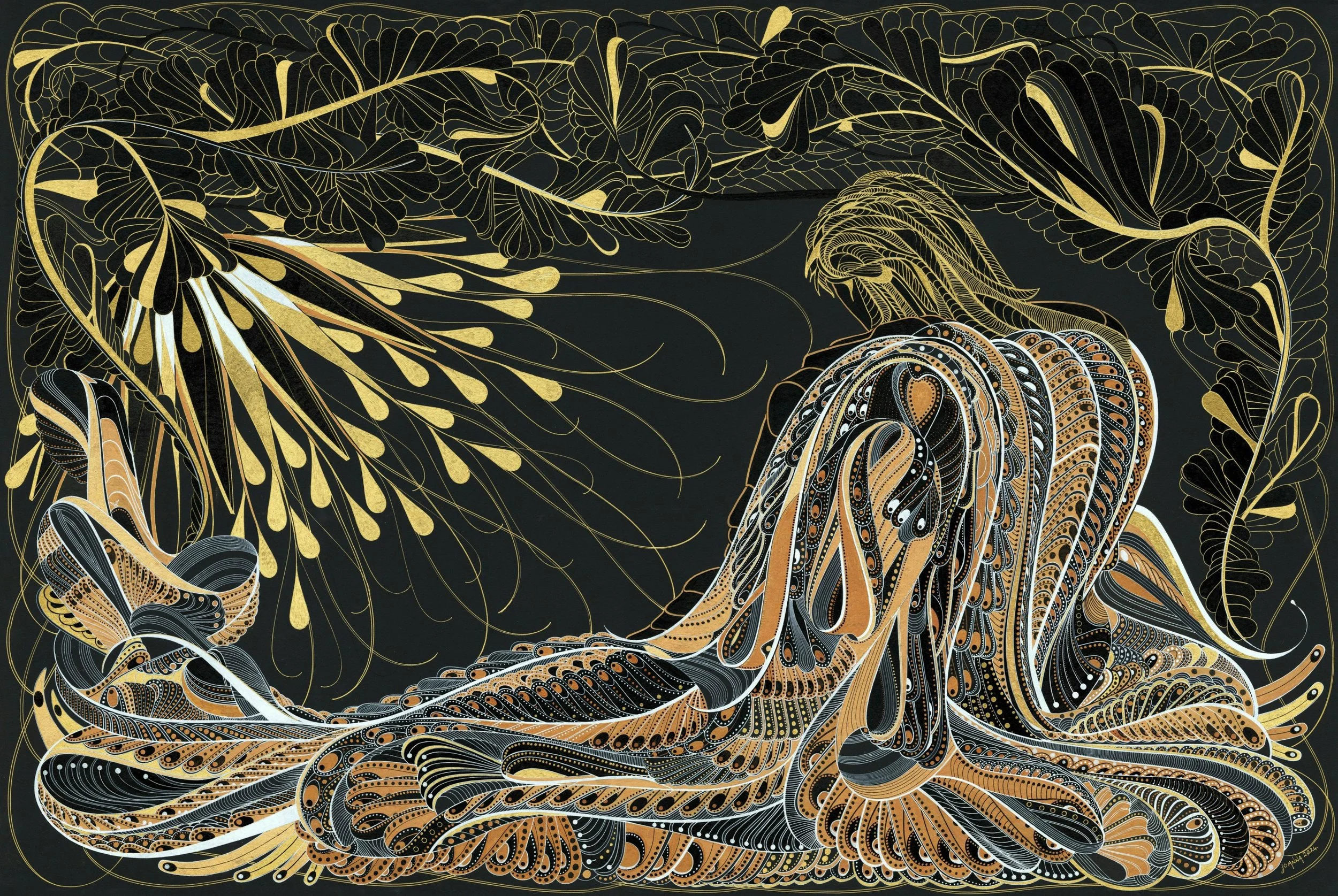 The Guardian (at sunrise) (colour pen & ink)