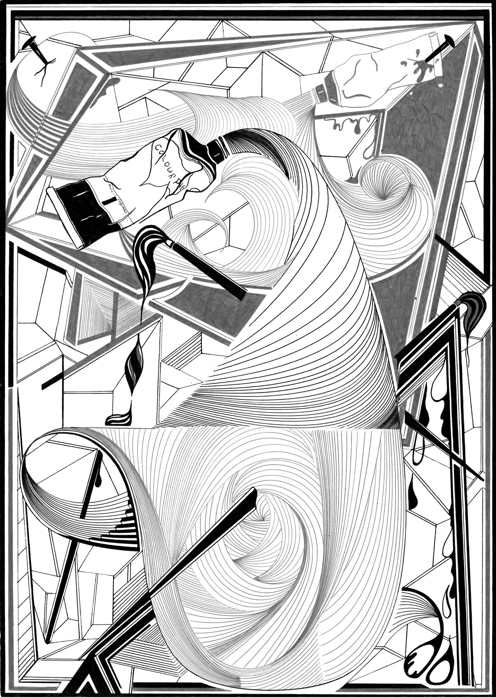 The Paint Box (black pen & ink)