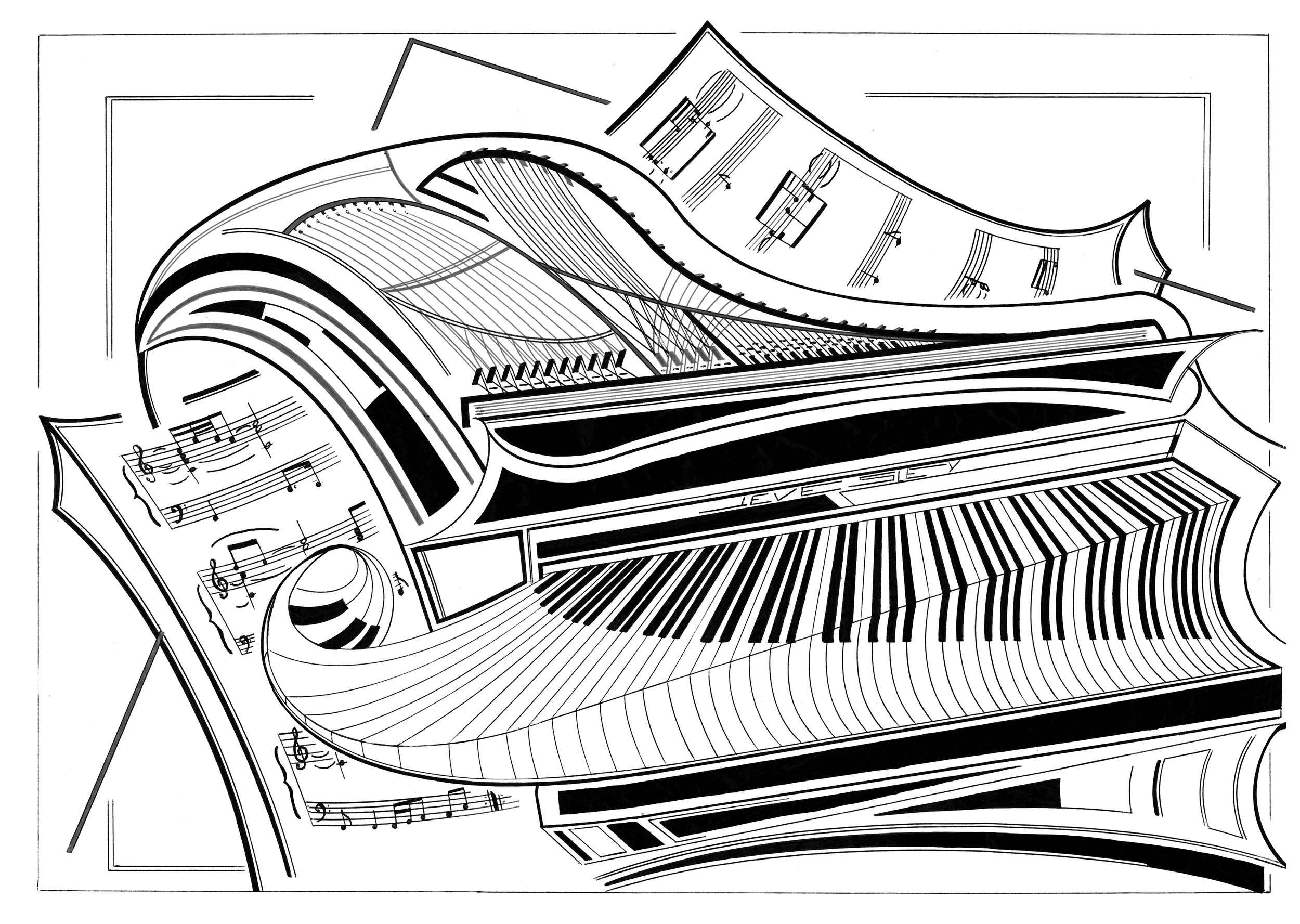 La Grand (black pen & ink)