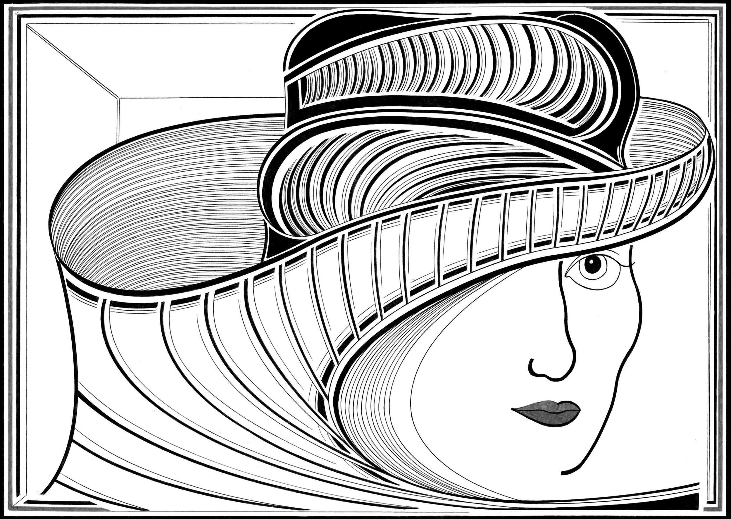 Madame (black pen & ink)