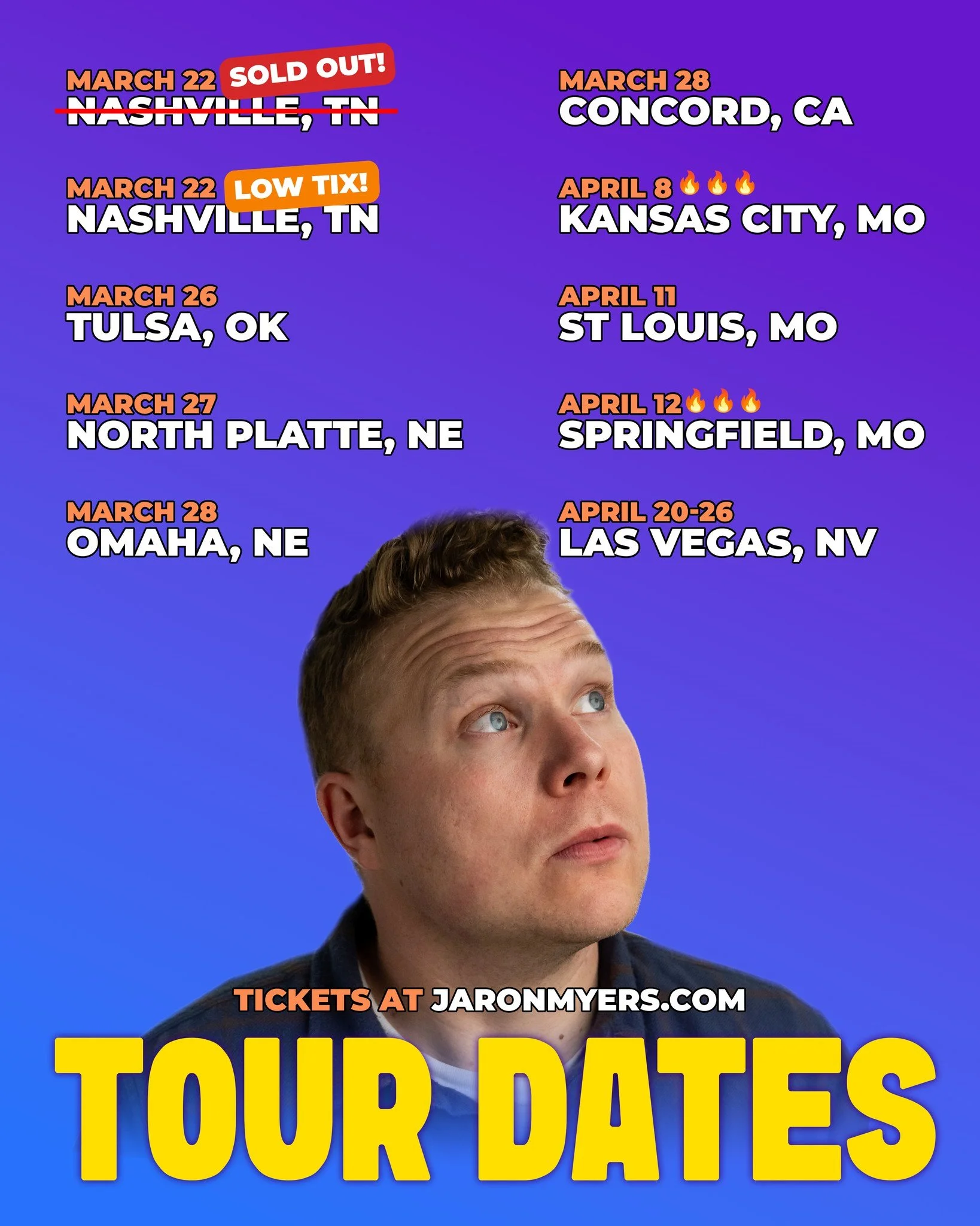 Heellloooo! Could you please interact with this post to help it reach more people?

I'm really excited to run all this new material at these shows after I film my special. I've been working so hard and I can't wait for you to see it! Thanks for suppo