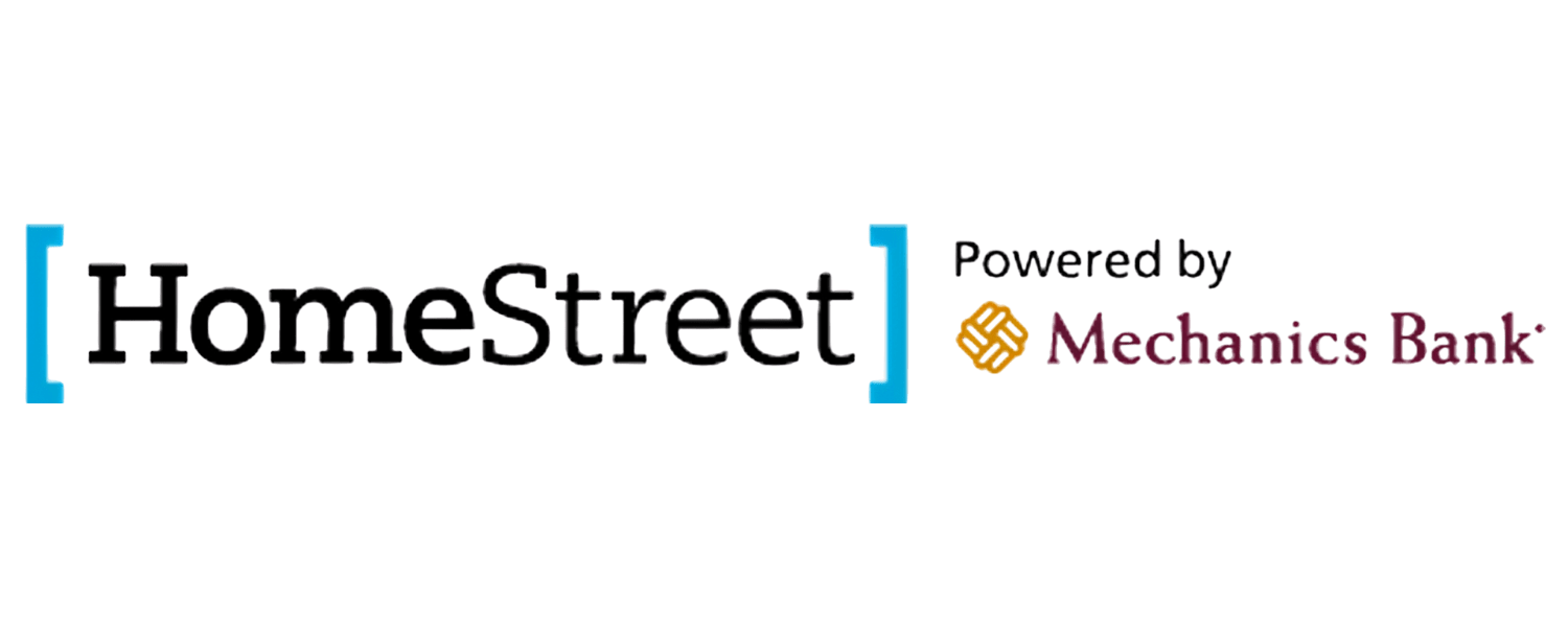 HomeStreet Bank logo with blue and gold icon and wordmark.