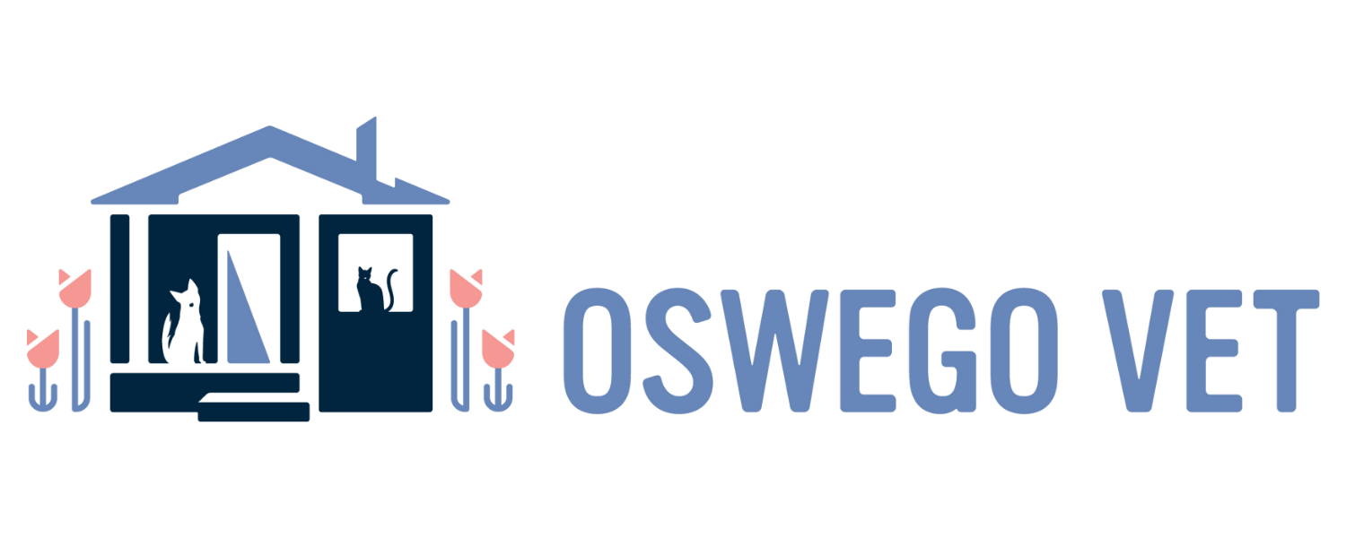 Oswego Veterinary Hospital logo with blue medical-style icon and text.