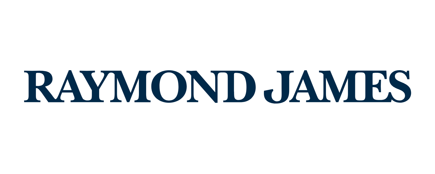 Raymond James logo in blue serif wordmark.