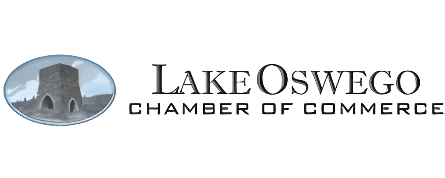 Lake Oswego Chamber of Commerce logo in serif typography.
