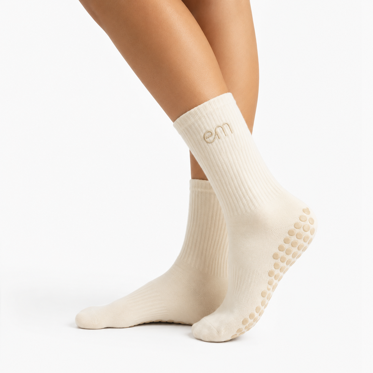 Beige on Beige Empower Grip Socks