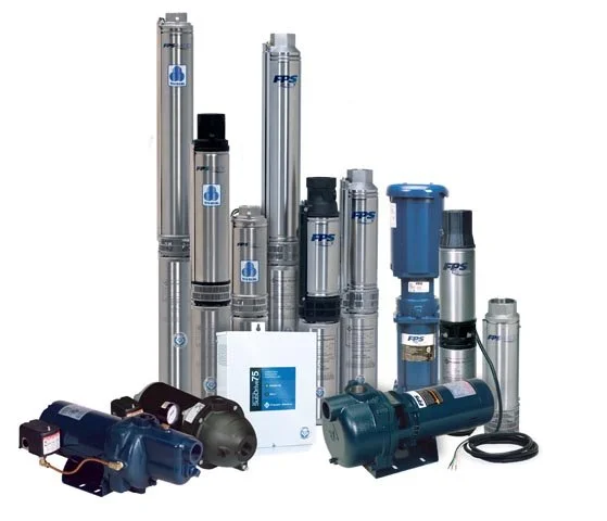 Collection of various industrial filters, pumps, and filtration equipment.